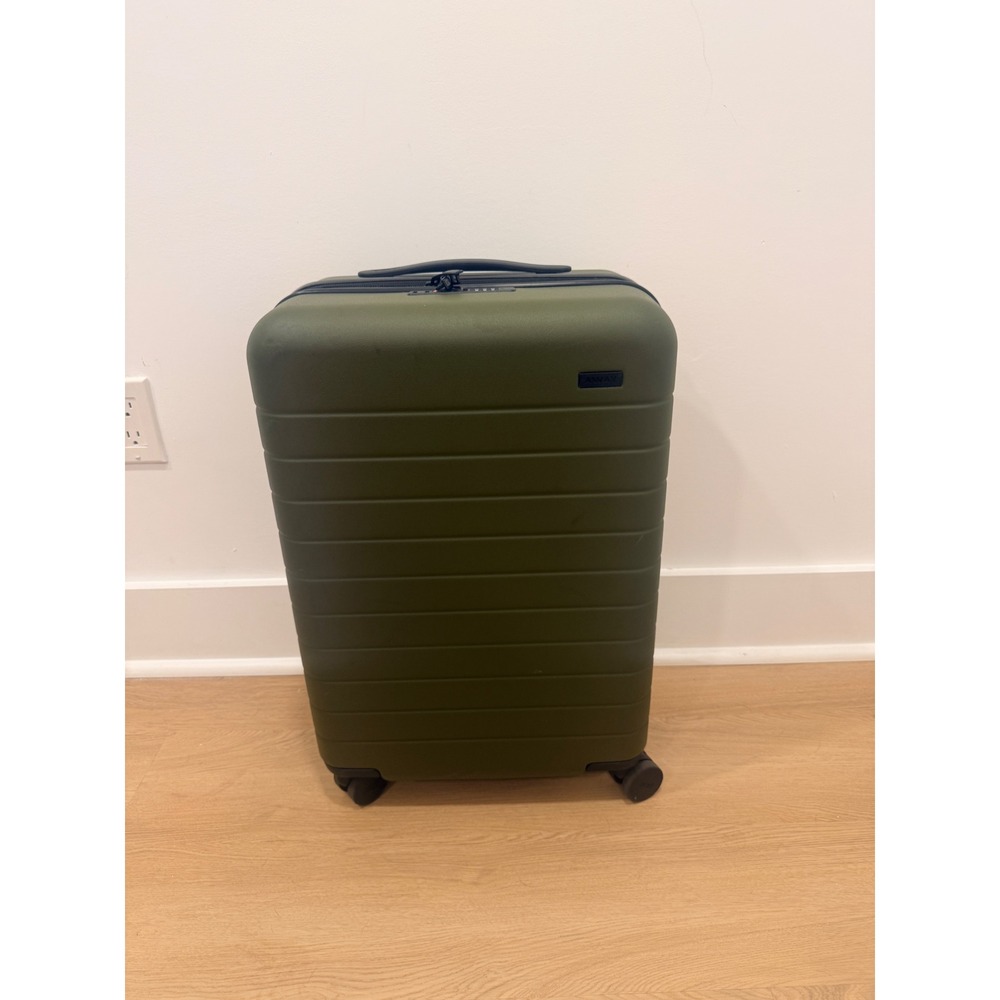 Away Bigger Carryon Flex Olive Green Expandable Spinner Hard Shell Suitcase